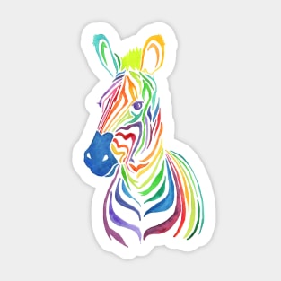 Rainbow Zebra in Bold Watercolors Sticker